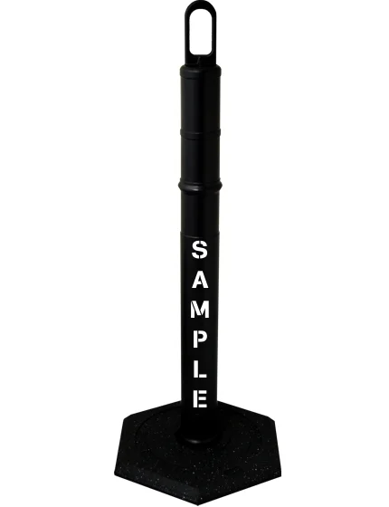 42\" BLACK Looper Tube with 12 lb Base with Custom Stencil