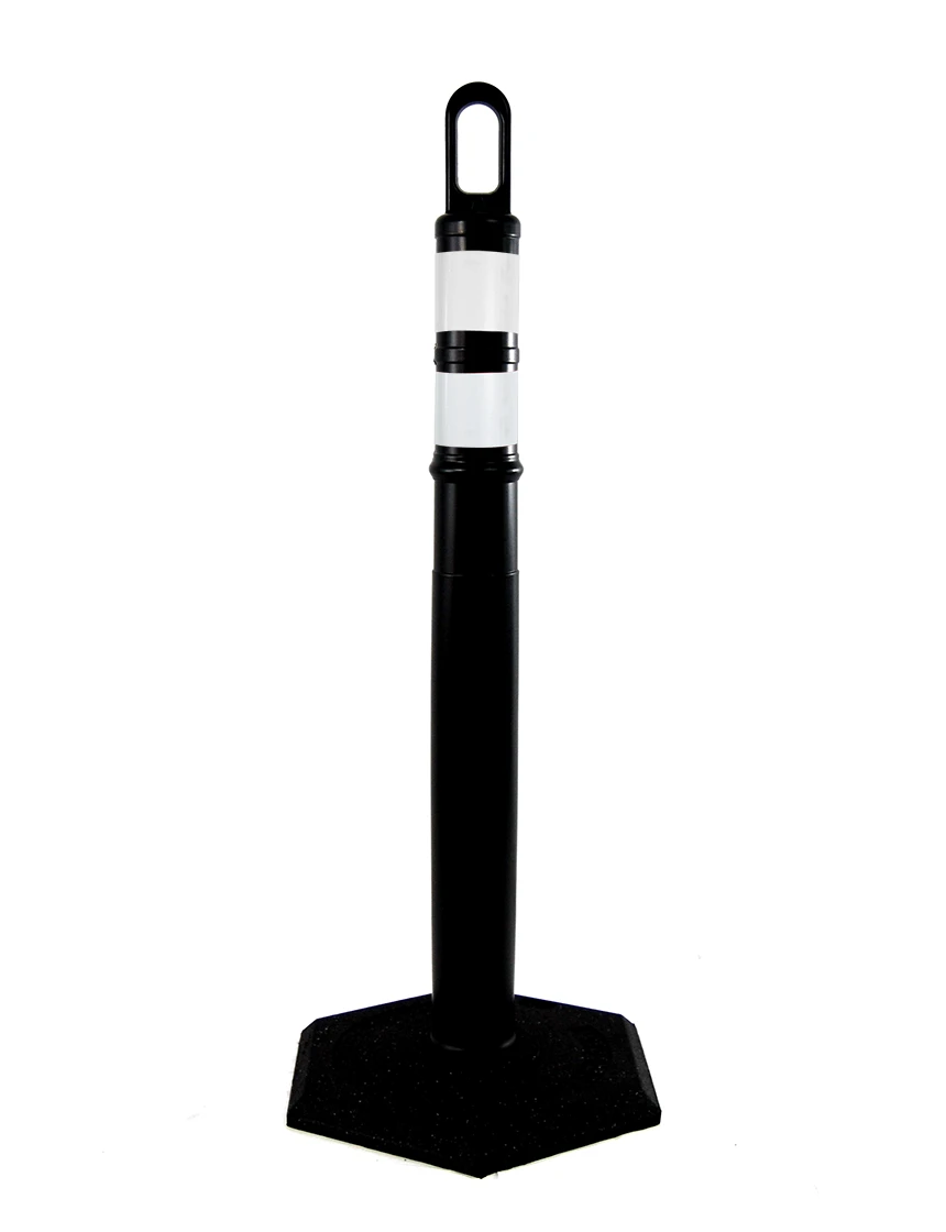 42\" BLACK Looper Tube with two (2) 3\" Reflective Collars and 8 lb Base