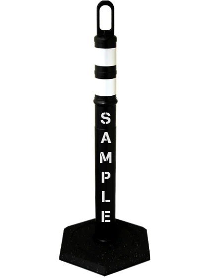 42\" BLACK Looper Tube with Two (2) 3\" Reflective Collars, Custom Stencil \u0026 8 lb Base