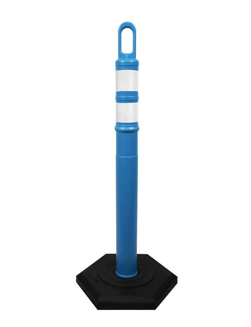 42\" BLUE Looper Tube with two (2) 3\" Reflective Collars and 12 lb Base