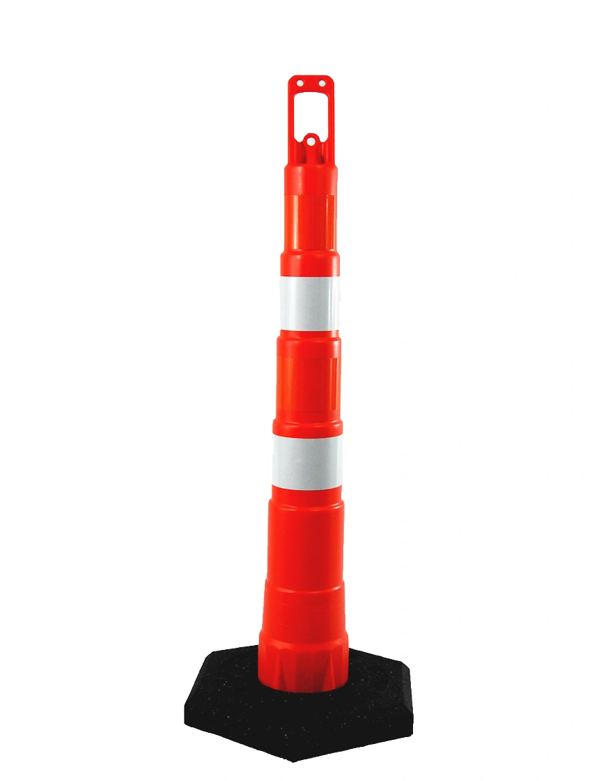 42\" Channelizer Cone with Four (4) 4\" EG Reflective Collar and 16 lb Recycled Rubber Base