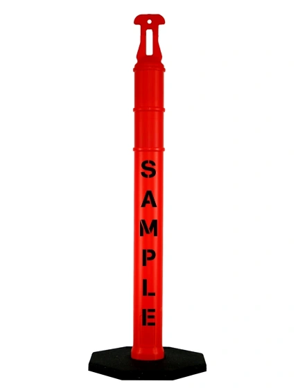 42\" ORANGE Arrow-Top Tube w/Two (2) 3\" Reflective Collars,12lb Base \u0026 Double Sided (2)Custom Stencil
