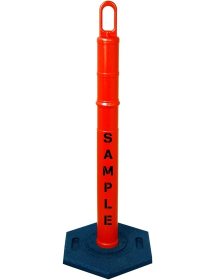 42\" ORANGE Looper Tube with 8 lb Base with Custom Stencil