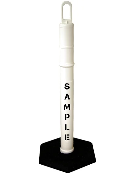 42\" WHITE Looper Tube with 12 lb Base with Custom Stencil