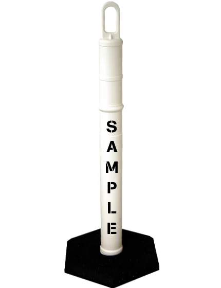 42\" WHITE Looper Tube with 8 lb Base with Custom Stencil