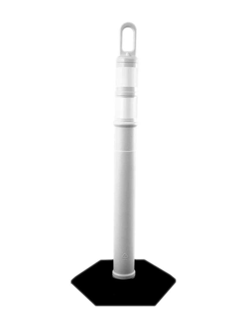 42\" WHITE Looper Tube with two (2) 3\" Reflective Collars and 12 lb Base
