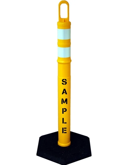 42\" YELLOW Looper Tube, Two (2) 3\" Reflective Collars, 12 Lb Base \u0026 Double Sided (2X) Custom Stencil