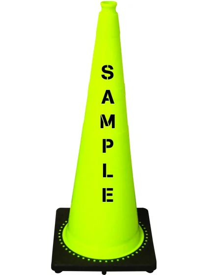 Lime 36\" 10 lb Black Base Cone with Custom Stencil