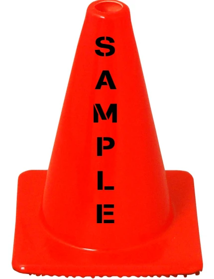 Orange 12\" Flow Molded Cones with Custom Stencil