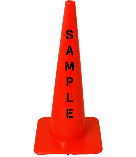 Orange, 28\", 5 lb Flow Molded Traffic Cone w/Custom Stencil