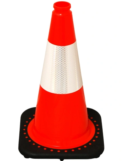 Orange 18\" Black Base Cone with 6\" Reflective Collar