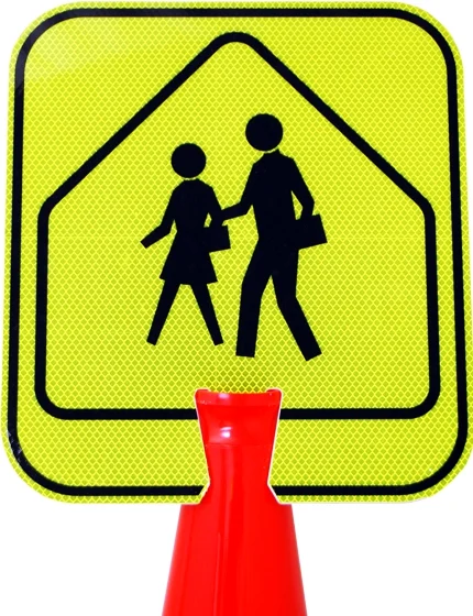 12\" x 13 1/4\", Reflective Clip On Sign, Pedestrian Crossing Symbol (Yellow)