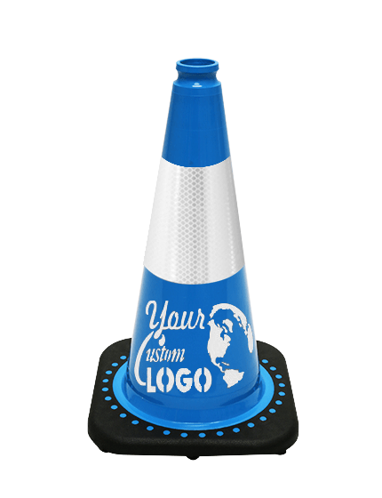 Light Blue 18\" Traffic Cone with Black Base