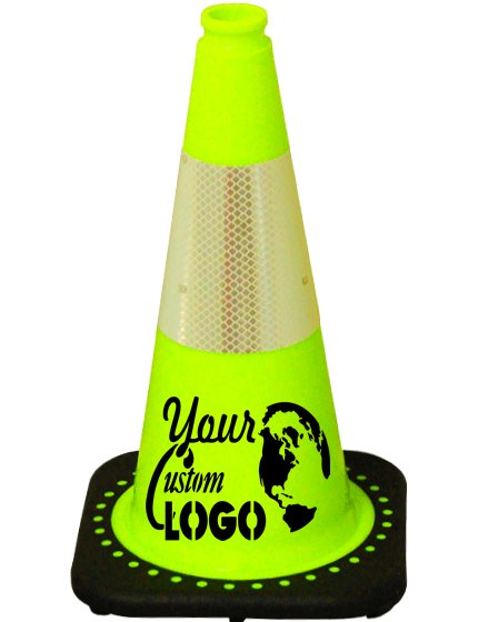 Lime 18\" Traffic Cone with Black Base