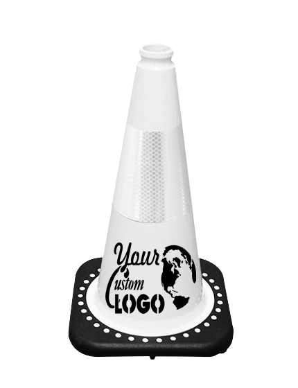 White 18\" Traffic Cone with Black Base