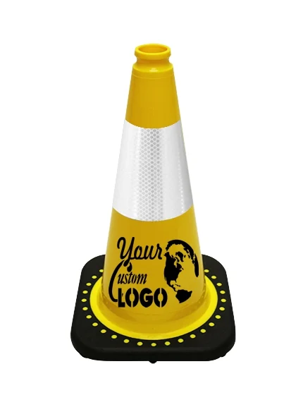 Yellow 18\" Traffic Cone with Black Base