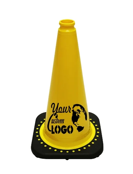 Yellow 18\" Traffic Cone with Black Base