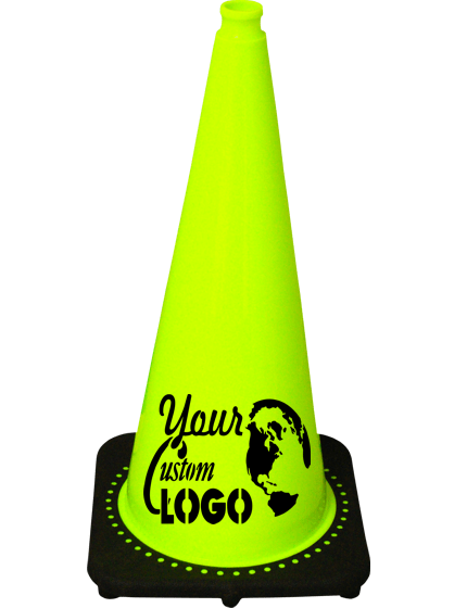 Lime 28\" Traffic Cone with Black Base