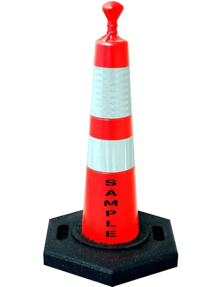 28\" Grabber Cone with 16 lb Base, 4\" \u0026 6\" Reflective Collars \u0026 Custom Stencil