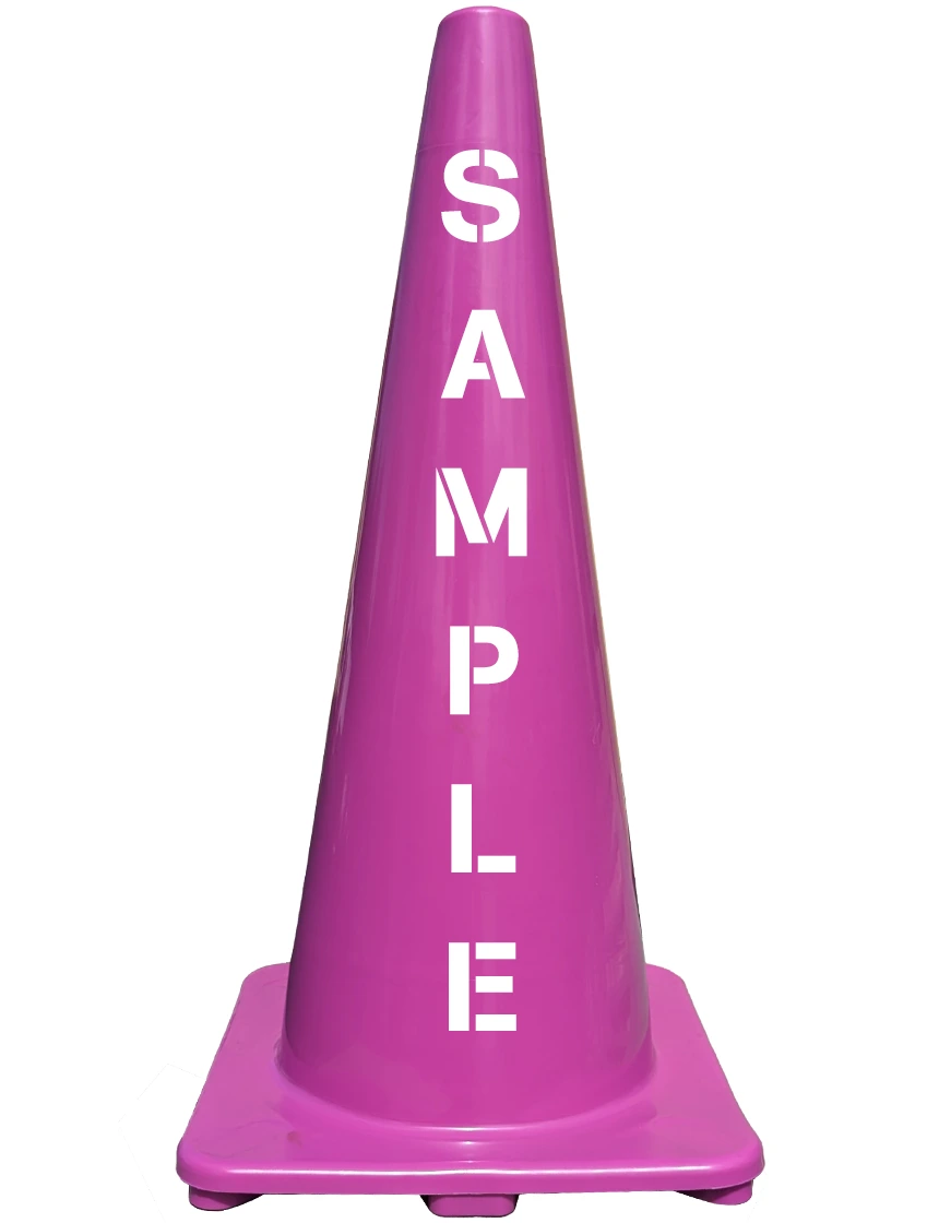 Solid Purple 28\", 5 lb, Economy Cone with Double Sided (2x) Custom Stencil