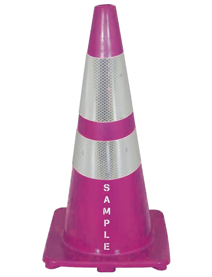 Solid Purple, 28\", 5 lb, Economy Cone with 6\" \u0026 4\" Reflective Collars \u0026 Custom Stencil