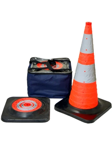 30\" Collapsible Cone Kit (5 Cones) with two (2) Reflective Collars and Heavy Duty Rubber Base