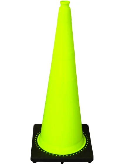 36\" 10 lb Lime Black Base Traffic Cone