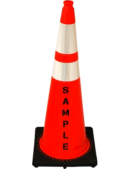 36\", 12 lb Black Base Cone with 6\" \u0026 4\" Reflective Collars \u0026 Custom Stencil