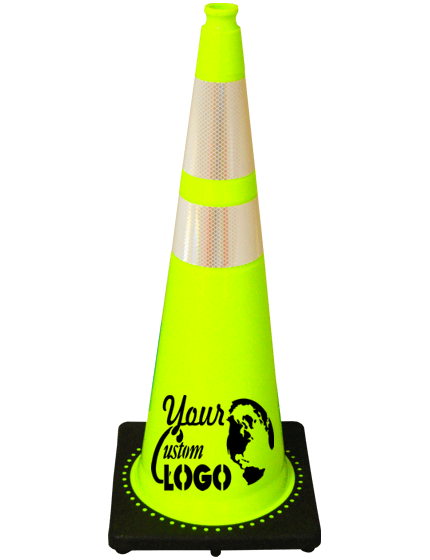 Lime 36\" 10 Lb. Traffic Cone with Black Base