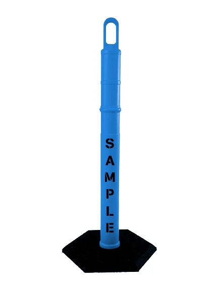 42\" BLUE Looper Tube with 12 lb Base with Custom Stencil