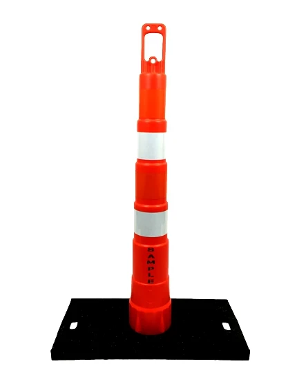 42\" Channelizer Cone, Four (4) 4\" EG Reflective Collars,30 lb Recycled Rubber Base w/Custom Stencil