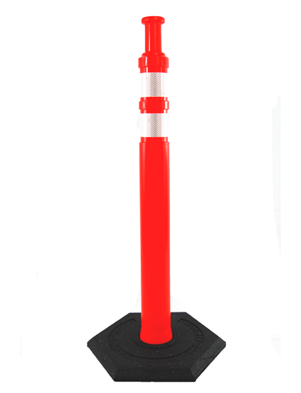 42\" \u0027Flat Top\u0027 Tube with two(2) 3\" Reflective Collars and 8 lb Base