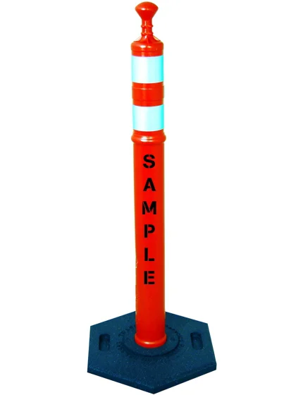 42\" ORANGE Grabber Tube with Two (2) 3\" Reflective Collars, 18 lb Base and Custom Stencil