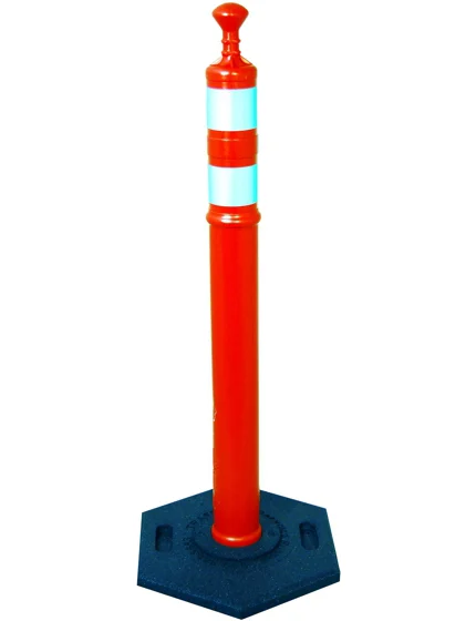 42\" ORANGE Grabber Tube with two (2) 3\" Reflective Collars and 18 lb Base