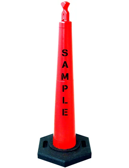 42\" Grabber Cone with 16 lb Recycled Rubber Base with Custom Stencil