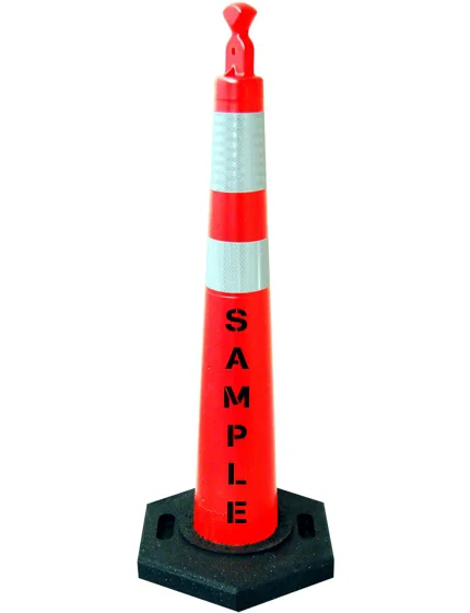 42\" Grabber Cone with 6\" \u0026 4\" Reflective Collar, 16 lb Recycled Rubber Base \u0026 Custom Stencil