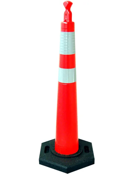 42\" Grabber Cone with 6\" \u0026 4\" Reflective Collar and 16 lb Recycled Rubber Base