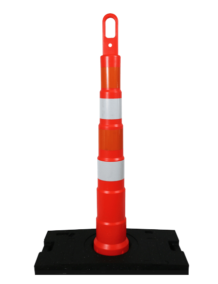 42\" Traffix Looper Cone Channelizer w/Four (4) 4\" EG Reflective Collars \u0026 30 Lb Recycled Rubber Base