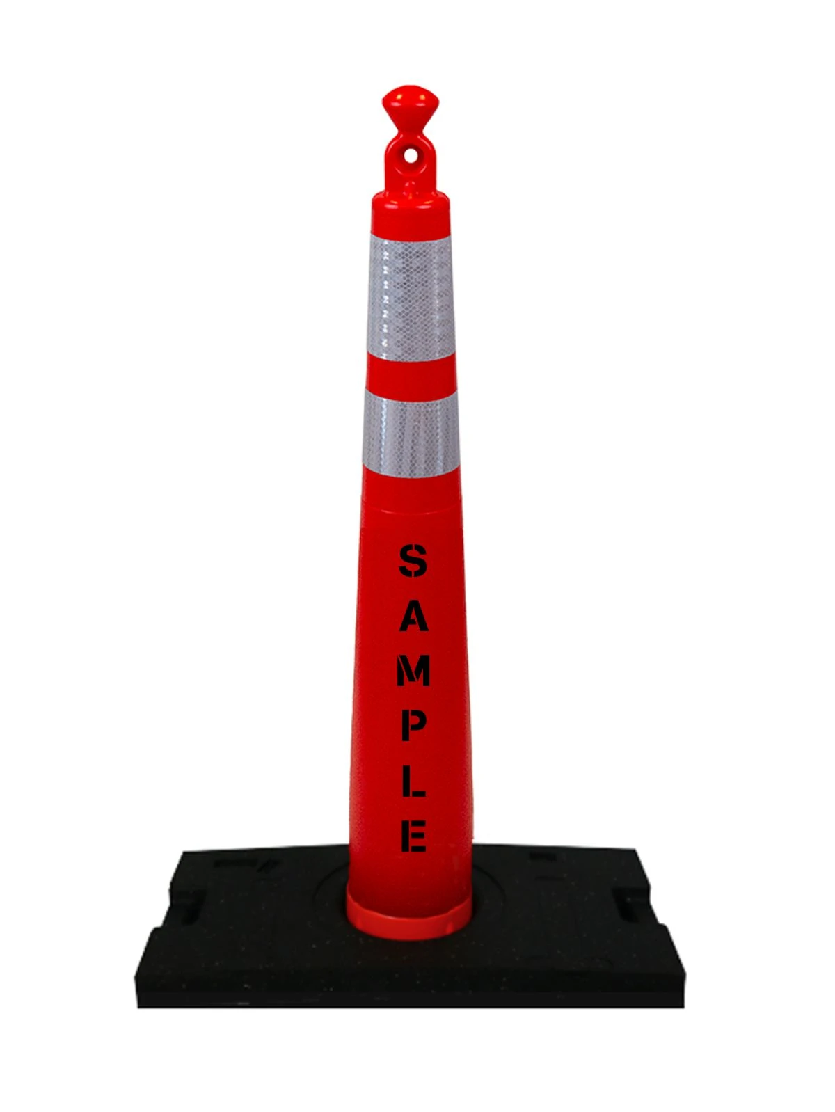42\" Grabber Cone with 6\" \u0026 4\" Reflective Collar, 30 lb Recycled Rubber Base \u0026 Custom Stencil
