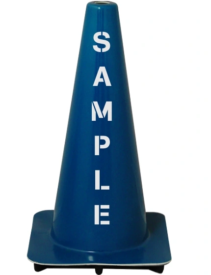Blue 18\" Flow Molded Traffic Cone w/Custom Stencil
