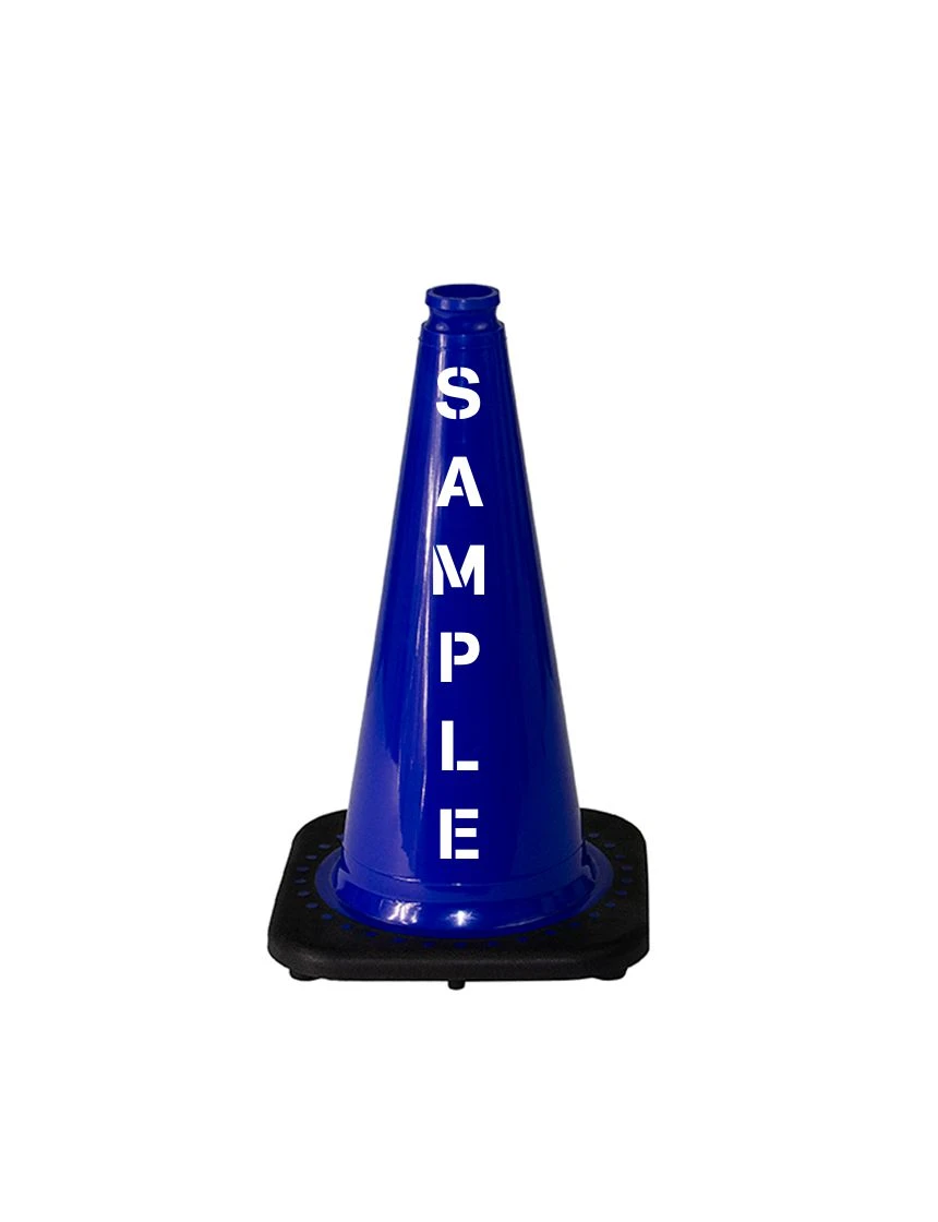 Blue 18\" Black Base Cone with Custom Stencil