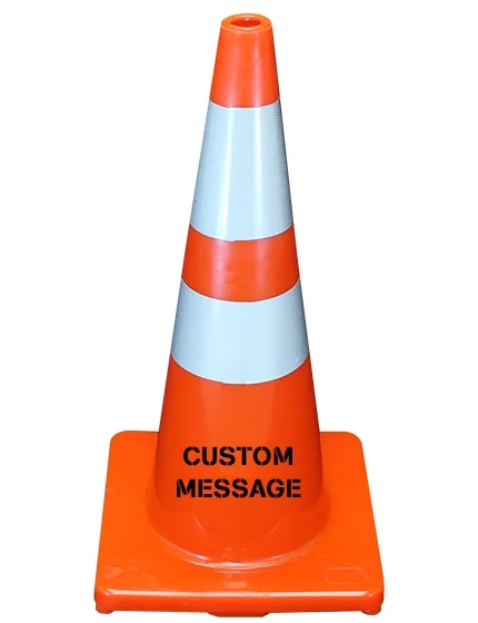 Solid Orange, 28\", 5 lb, Economy Cone w/6\" \u0026 4\" Reflective Collars \u0026 Custom Stencil