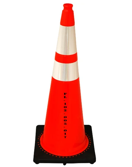 Florida DOT Approved Orange 36\" 12 lb Black Base Cone with 6\" \u0026 4\" Reflective Collars