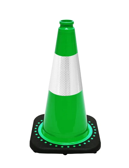 Green 18\" Black Base Cone with 6\" Reflective Collar