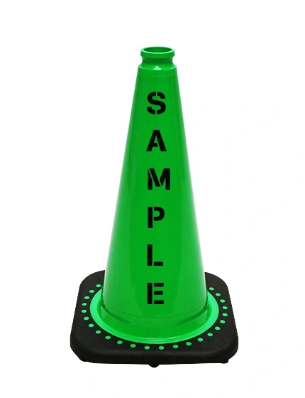 Green 18\" Black Base Cone with Custom Stencil