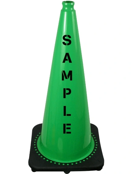 Green 28\" 7 lb Black Base Cone with Custom Stencil