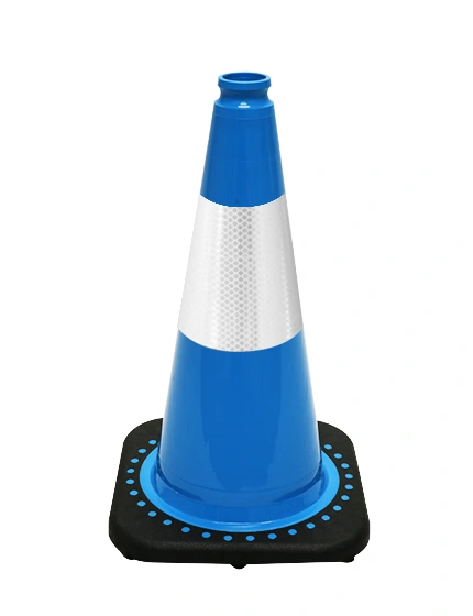 Light Blue 18\" Black Base Cone w/6\" Reflective Collar