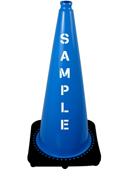 Light Blue 28\" 7 lb Black Base Cone with Custom Stencil