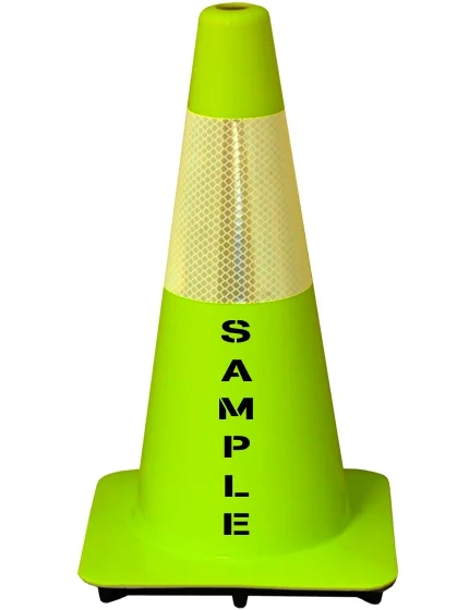 Lime 18\" Cones with 6\" Reflective Collars \u0026 Custom Stencil
