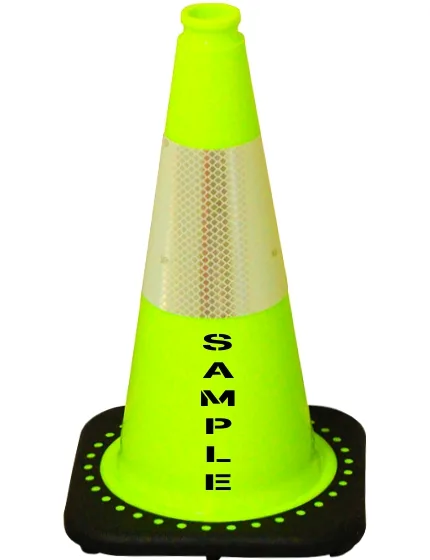 Lime 18\" Black Base Cone, 6\" Reflective Collar \u0026 Custom Stencil
